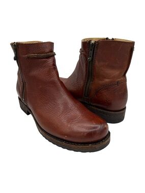Frye Veronica Seam Leather Short Boots 8 Brown